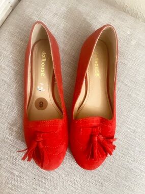 Dollhouse Red Suede Tassel Loafers